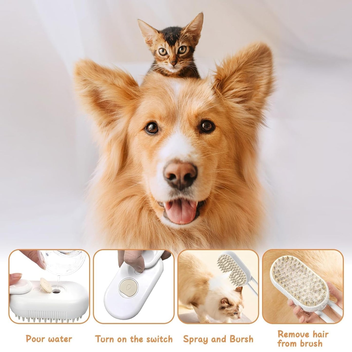 3 In 1 Electric Pet Steam Brush - Petsberg®
