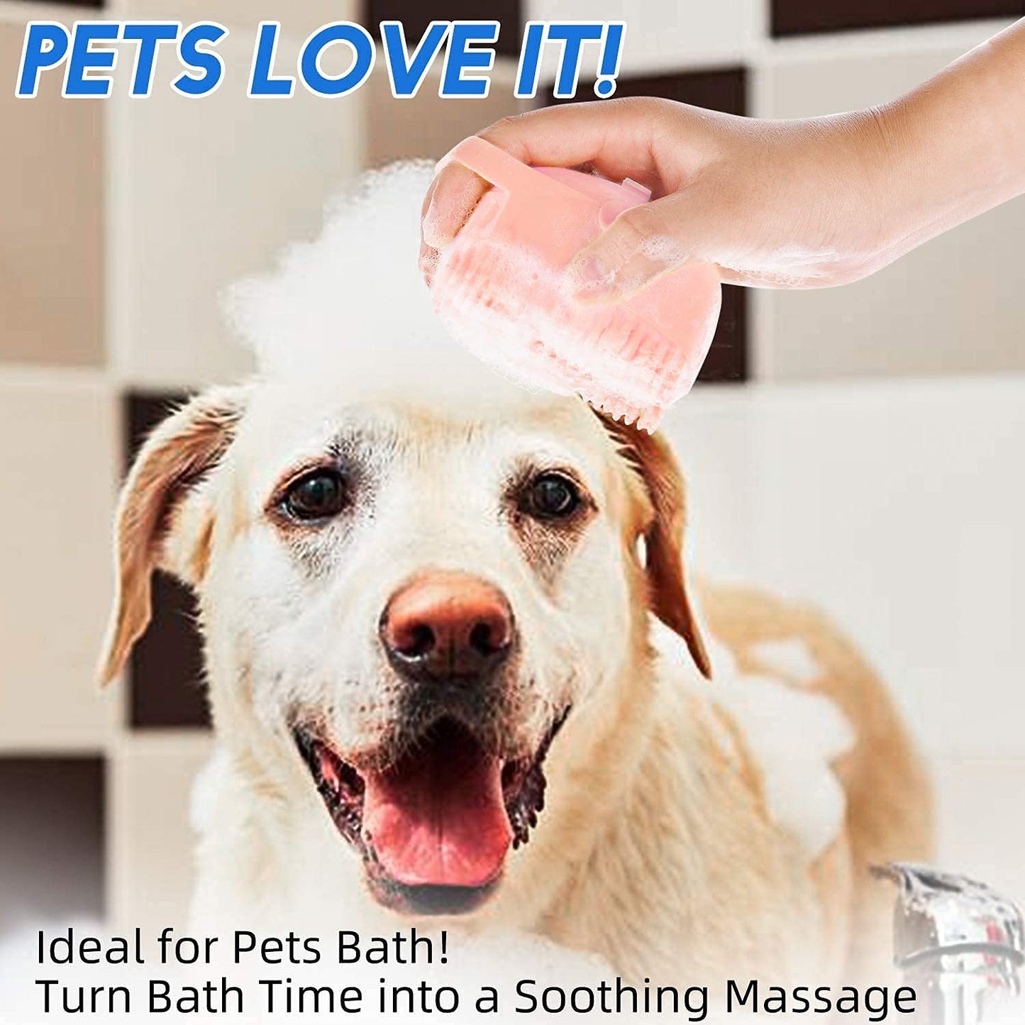 Dog Bath Brush Body Scrubber Shampoo Dispenser Tick Remover for Shower Bathing and Shedding Soft Silicone Bristles Brushes Groomers for Pet Puppy Dogs Cat Rabbit Horse