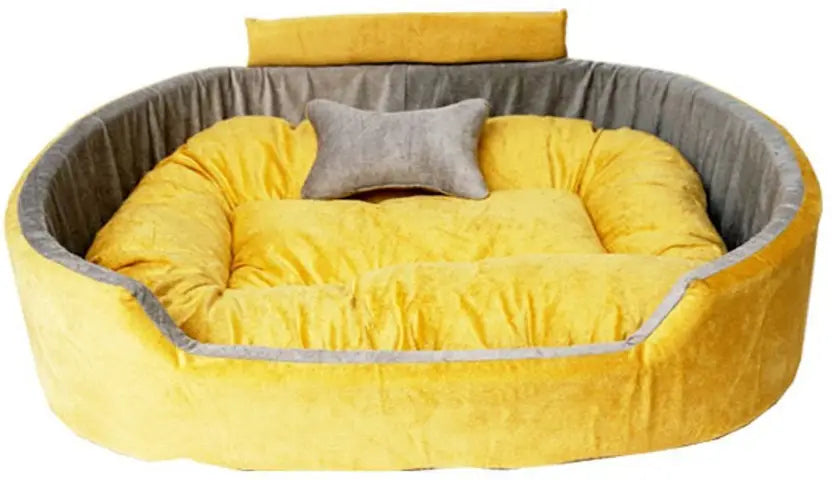 Furry Smile Simple Letest Beds, Sofas & Chair for Dog and Cat (Yellow Grey)