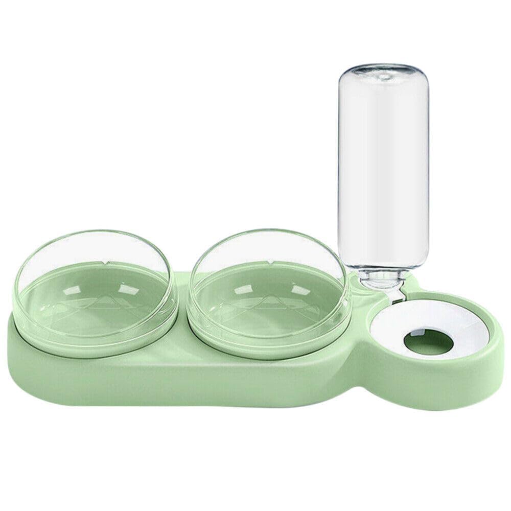 Plastic Pet Water Dispenser-3In1 Pet Double Bowls 2 Food Bowls 1 Water Feeder Set Food Feeder Set For Cats Puppy Small Dogs|Easy Cleaning With Water Bottle For Indoor For Cat Dog