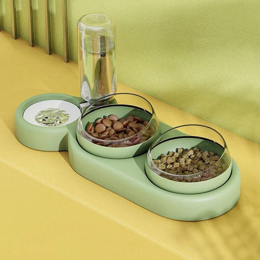 Plastic Pet Water Dispenser-3In1 Pet Double Bowls 2 Food Bowls 1 Water Feeder Set Food Feeder Set For Cats Puppy Small Dogs|Easy Cleaning With Water Bottle For Indoor For Cat Dog