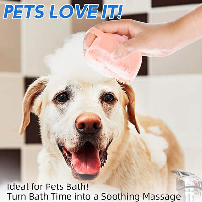 Dog Bath Brush Body Scrubber Shampoo Dispenser Tick Remover for Shower Bathing and Shedding Soft Silicone Bristles Brushes Groomers for Pet Puppy Dogs Cat Rabbit Horse